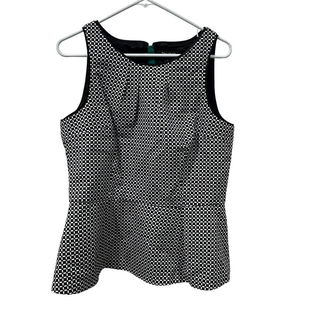 White House Black Market Womens Top Size 12 Black White Cotton Spandex Peplum